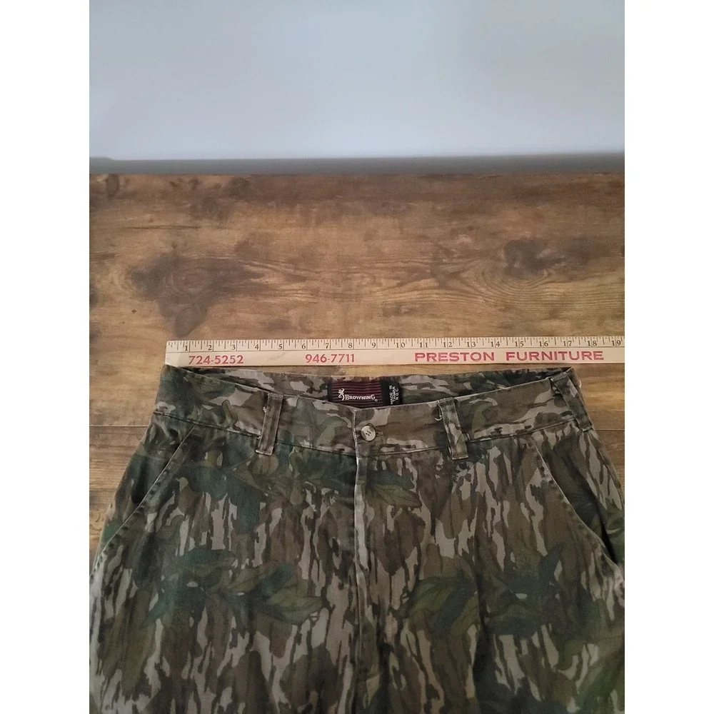 VTG Browning Mossy Oak Pants Greenleaf Camo Size 36 (Fits 34) USA Made Hunting